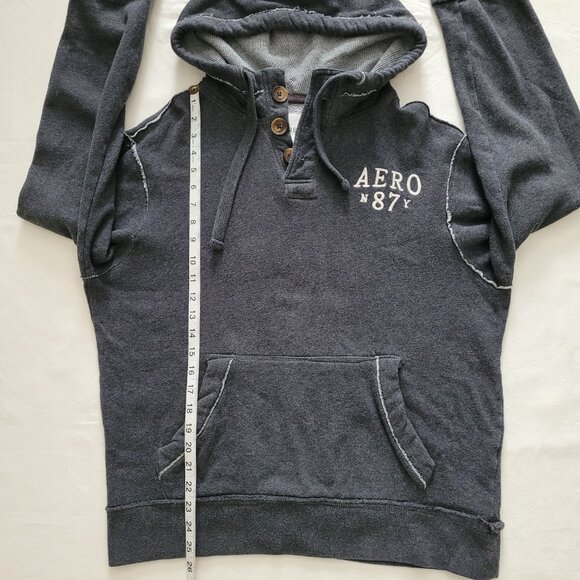 Aeropostale Womens Dark Gray Pullover Hoodie With Buttons Size Medium - Picture 8 of 10